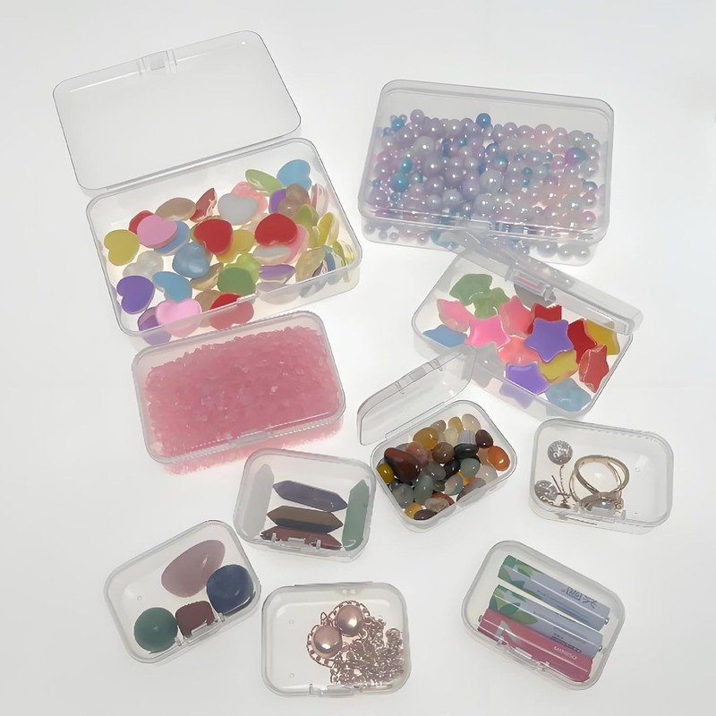 Lots Clear Plastic Storage Container Box Hinged Lid Art Jewelry Making Organizer gallery