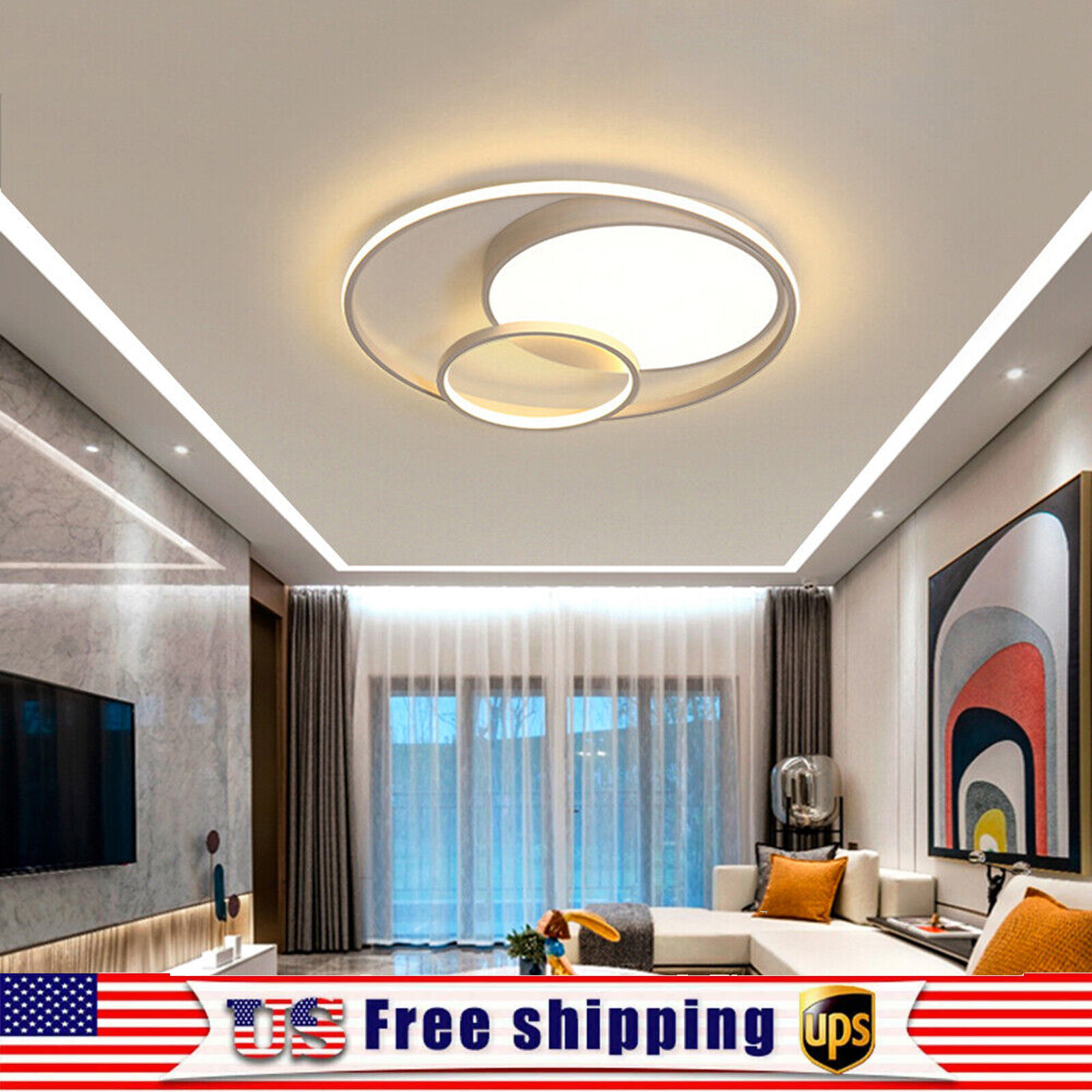 Modern Acrylic Ceiling Light LED Lamp Bedroom Living Room Chandelier Light 32W gallery