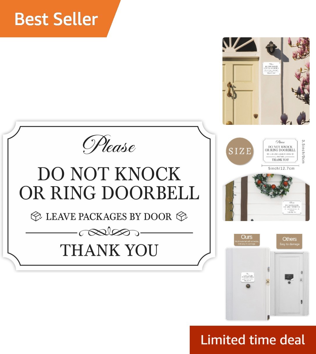 Elegant Waterproof Do Not Knock Sign - Clear Private Message for Entrances gallery