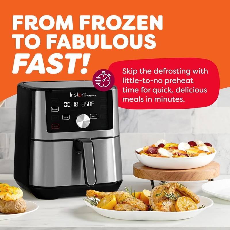 Instant Vortex Plus 6-in-1 Mini Air Fryer - 1600W Stainless Steel Convenience gallery