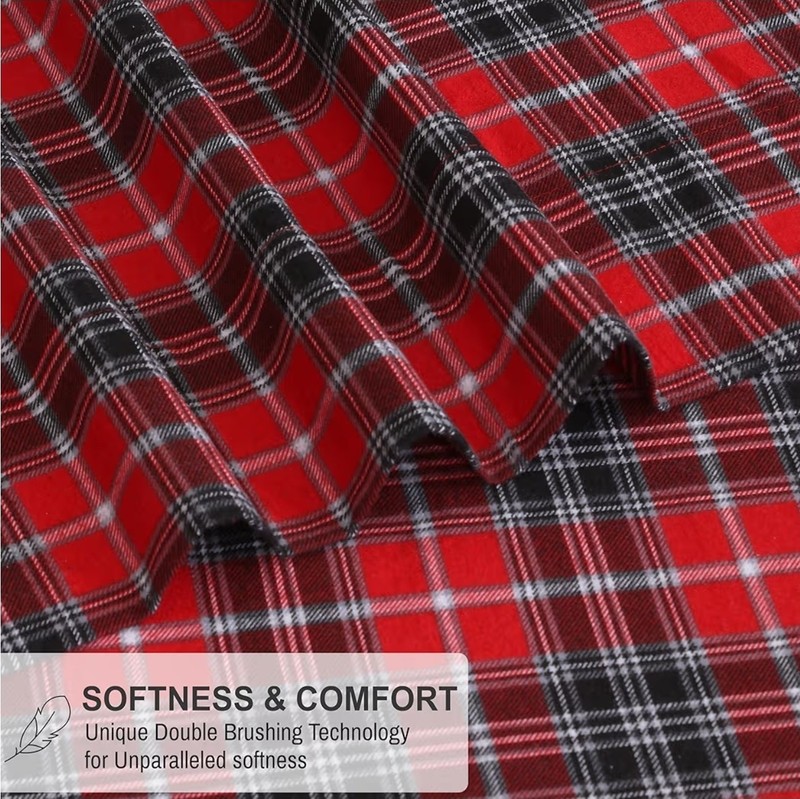RUVANTI Flannel Sheets Queen Size - 100% Cotton Double Brushed Bed Sheets gallery