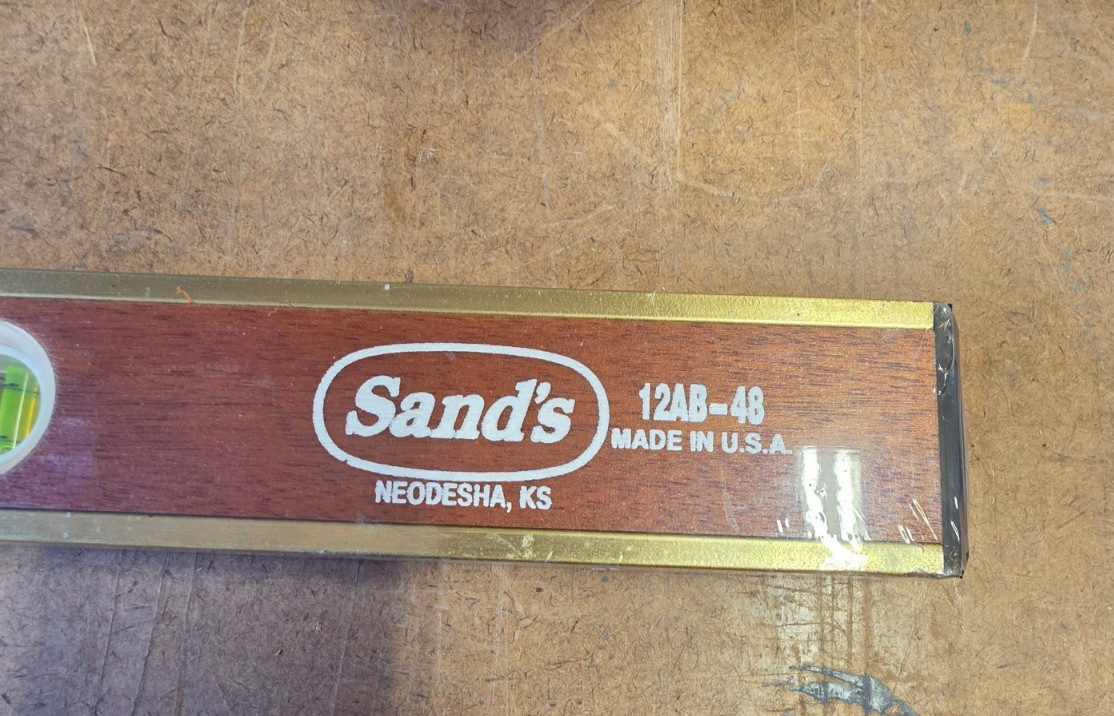 NOS Sand’s Pro 48" Mahogany Brass Bound Mason Level NEW in Plastic No. 12AB-48 gallery