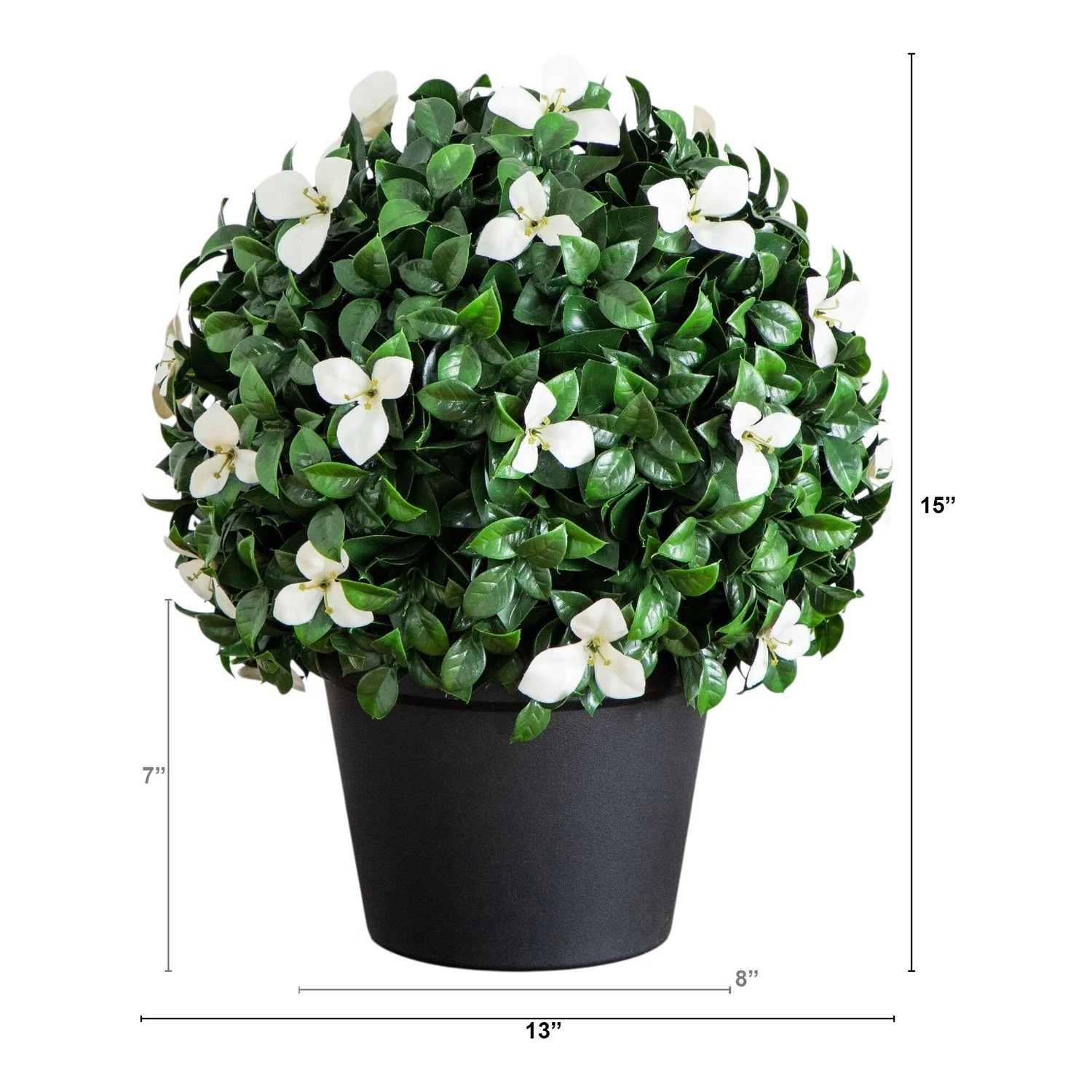 15" UV Resistant Artificial Boxwood and Gardenia Topiary Plant (Indoor/Outdoor) gallery