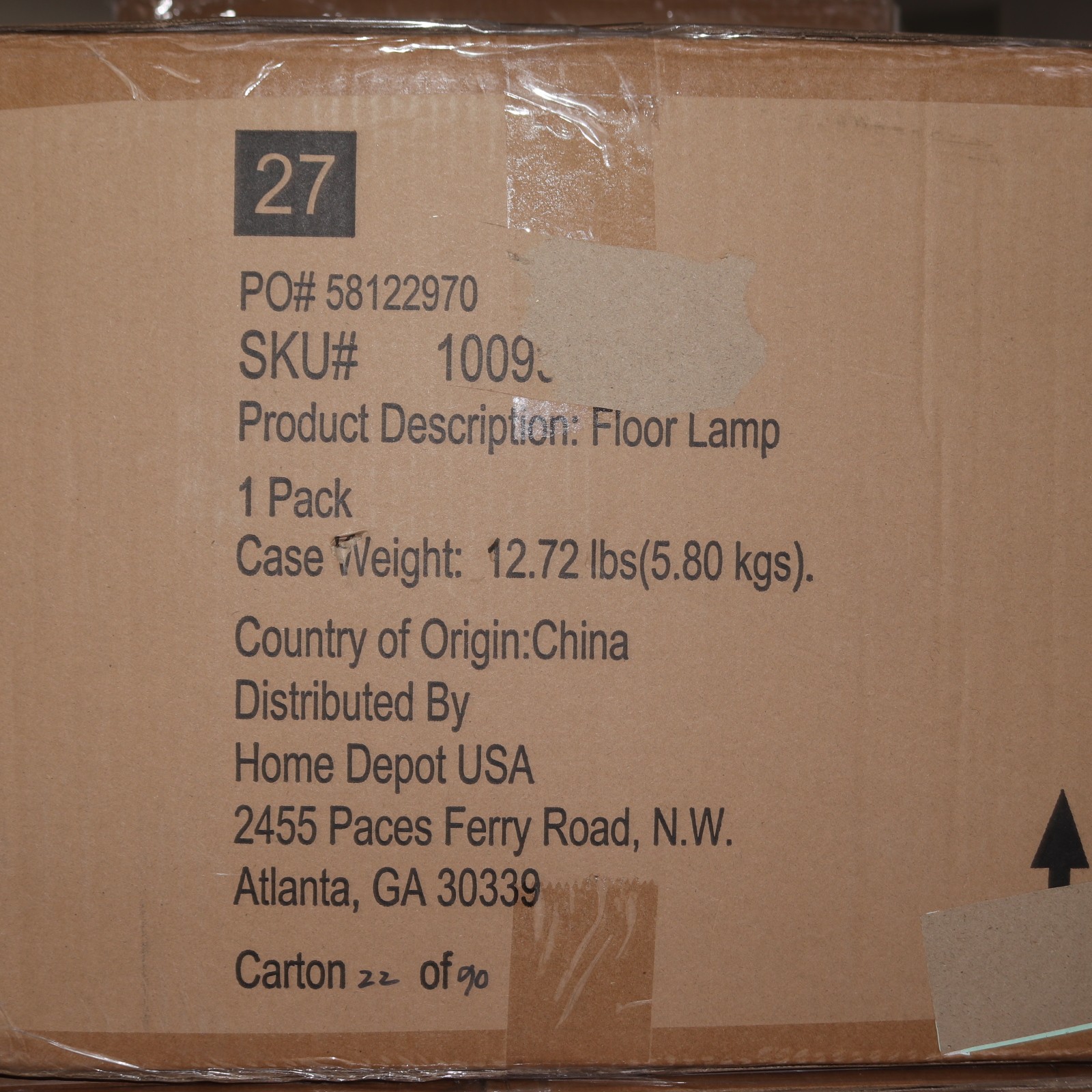 Hampton Bay 1-Light Standard Floor Lamp with Black Drum Shade Black &Gold 58.6" gallery
