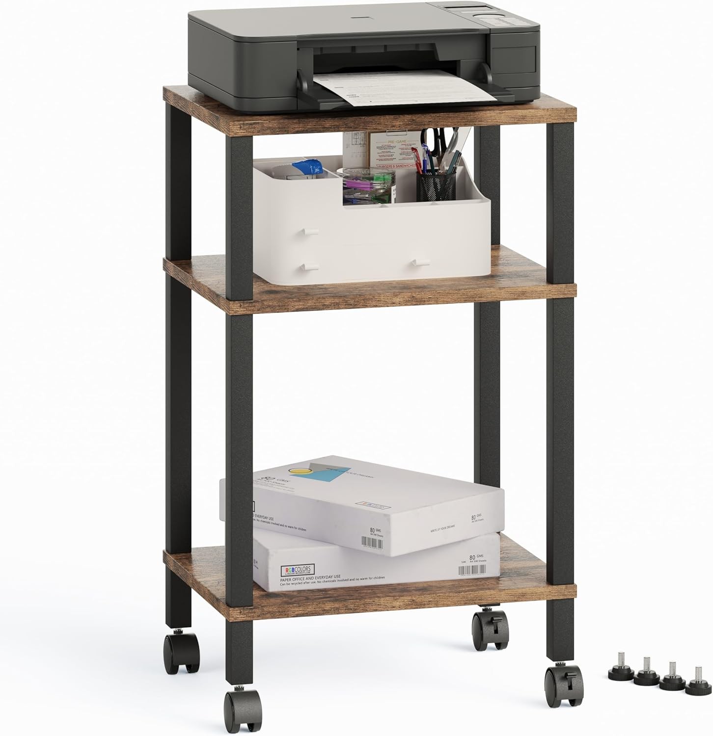 3-Tier Printer Stand W/ Storage Mobile Printer Cart W/ Rolling Casters gallery