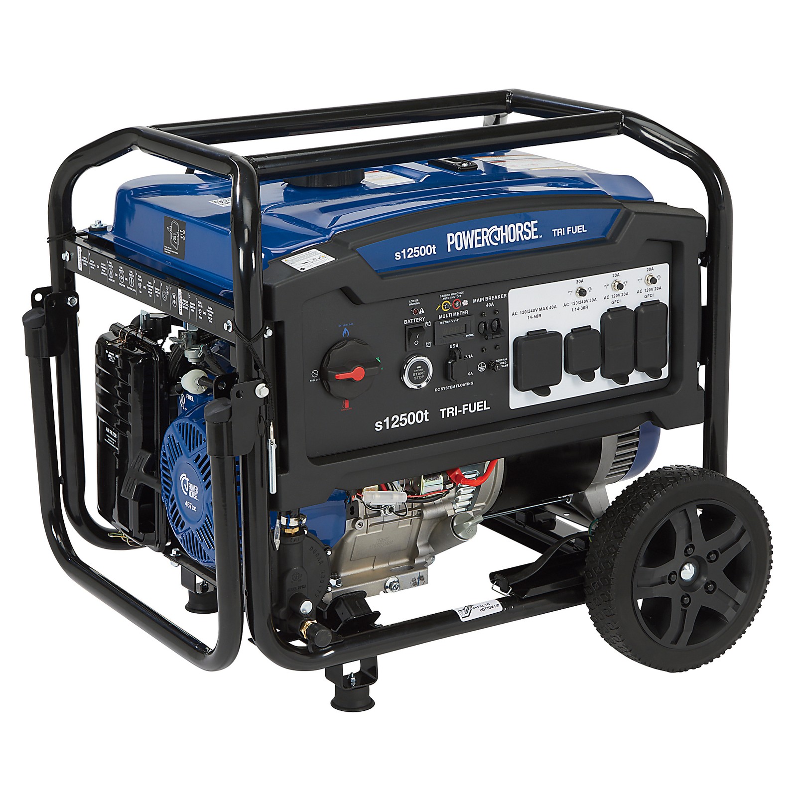 Powerhorse Portable Tri-Fuel Generator with Electric Start, 12,500 Watts gallery
