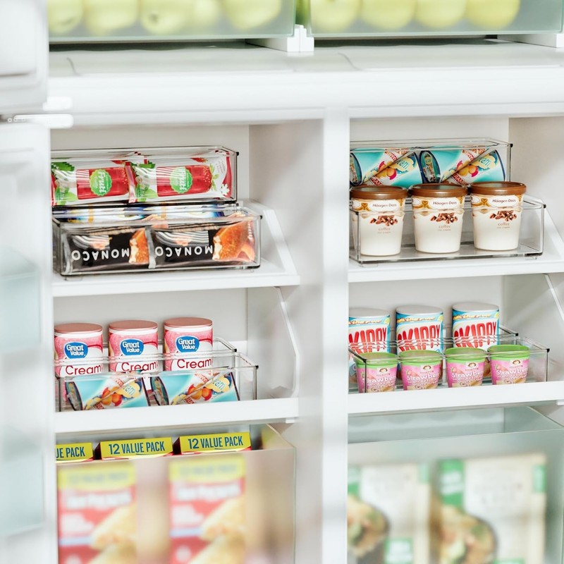 Compact 4 Pack Clear PET Storage Bins – Ideal for Fridge and Pantry Organization gallery