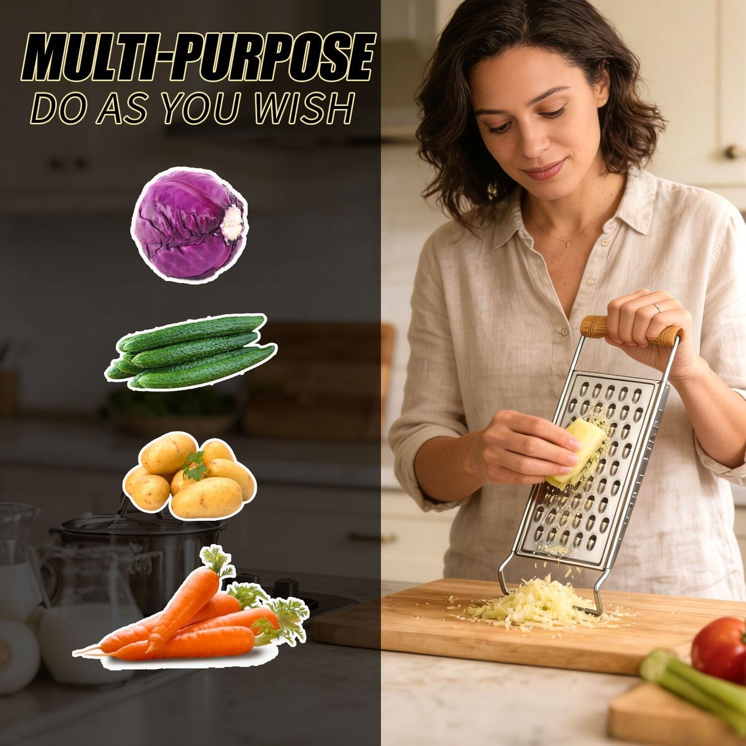 2 Pack Cheese Grater Handheld,Stainless Steel Zester Set of 2, Kitchen Flat Hand gallery