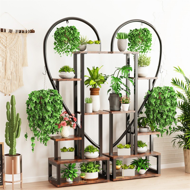 2 Pack Large Plant Stand Indoor Premium Half Heart Plant Shelf with Hanging Hook gallery