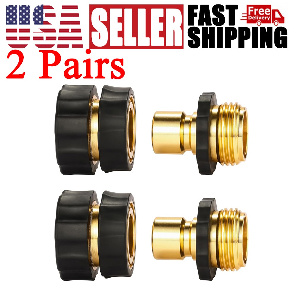 Brass Garden Hose Quick Connect Set Female Male Water Hose Fit Connector 3/4" gallery