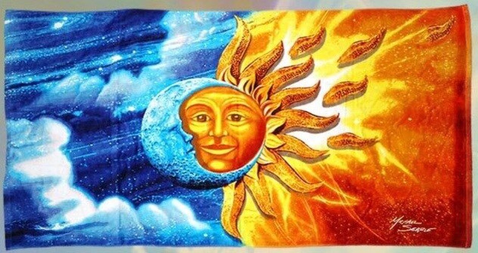 New Celestial Sun and Moon Pool Bath Beach Gift Large Towel 30x60 Stars Clouds gallery