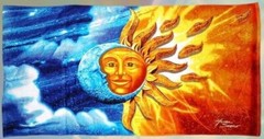 New Celestial Sun and Moon Pool Bath Beach Gift Large Towel 30×60 Stars Clouds