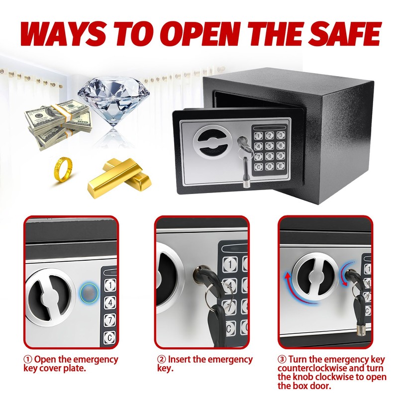 Digital Electronic Safe Box Keypad Lock Security Home Office Cash Jewelry Gun US gallery