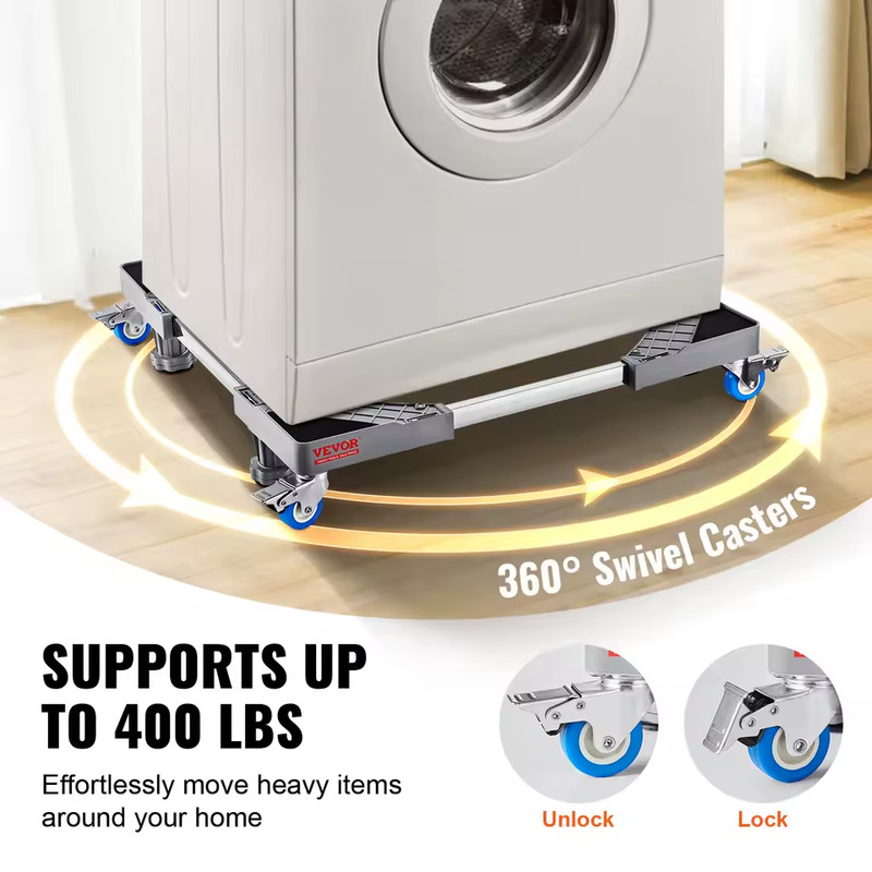 400lb Adjustable Mini Fridge Stand Mover Mobile Base Dolly w/ Locking Wheels gallery