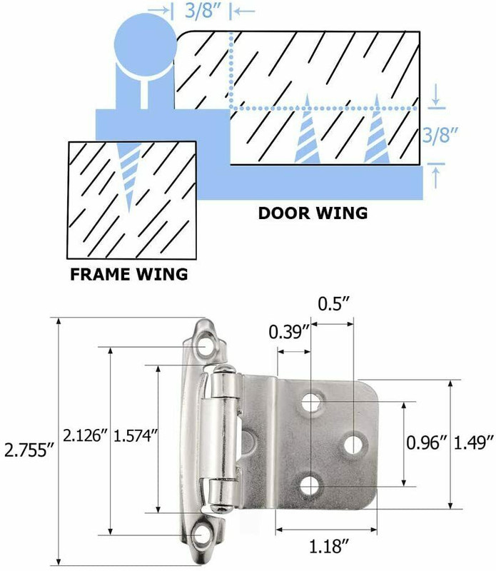 3/8" Inset Offset Kitchen Cabinet Doors Hinges Self Closing Face Mount Lot gallery