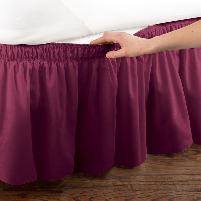 Adjustable Elastic Bed Skirt Wrap Around Dust Ruffle Easy Fit Bedding QUEEN/KING gallery