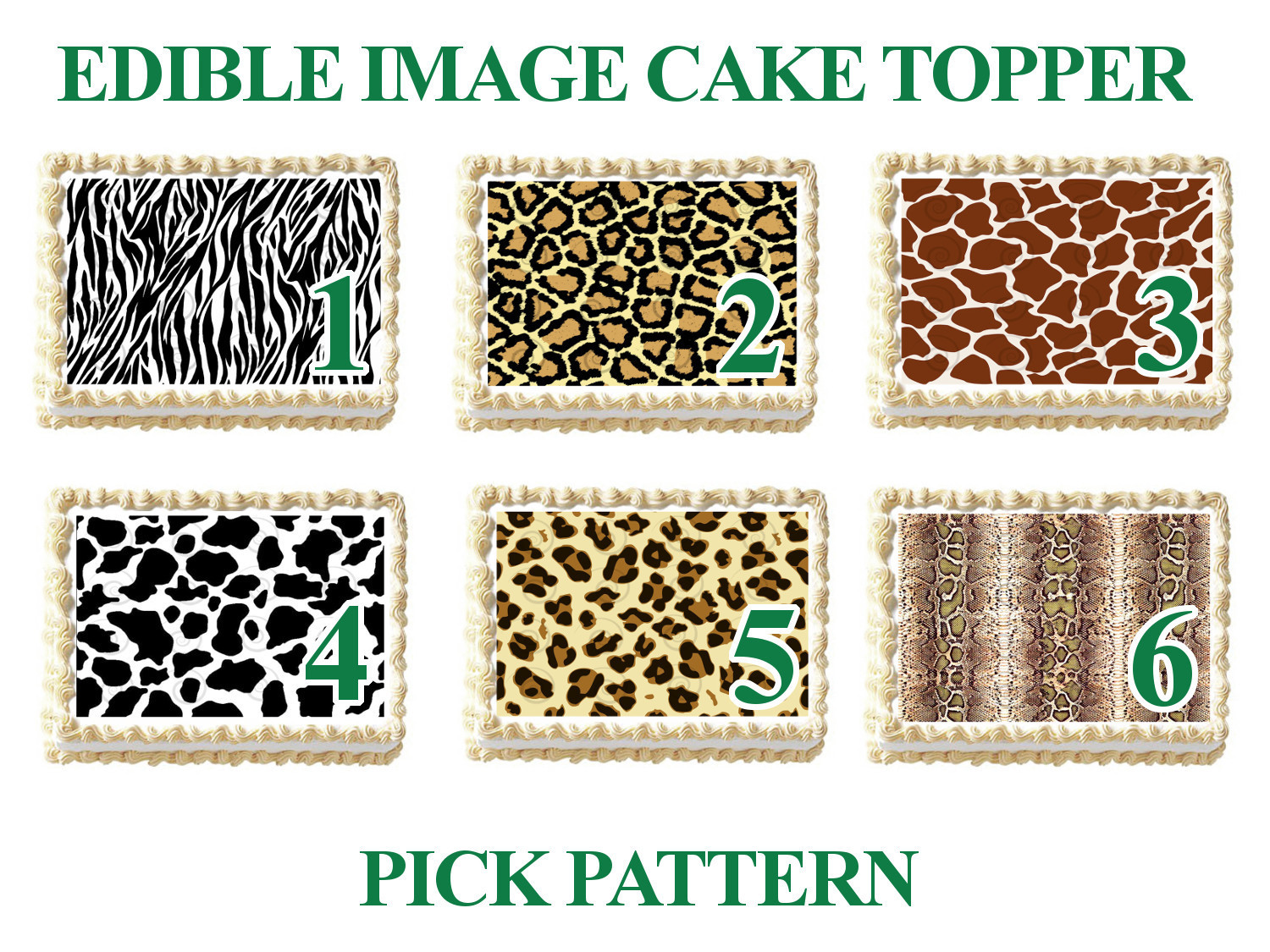 ANIMAL PRINT PATTERNS Image Edible Cake toppers cupcakes, strips and more... gallery