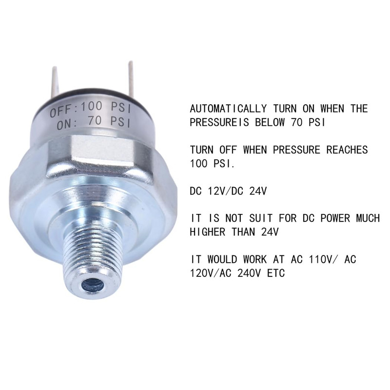 Air Compressor Pressure Switch 70-100 PSI 1/8"-27 NPT 24V 12V DC 110V 120V 240V gallery