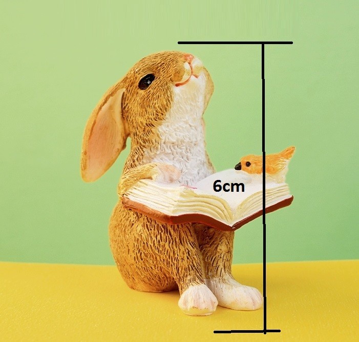 Reading Bunny Rabbit Statue Garden Sculpture Tabletop Figurine Home Decor Gifts gallery