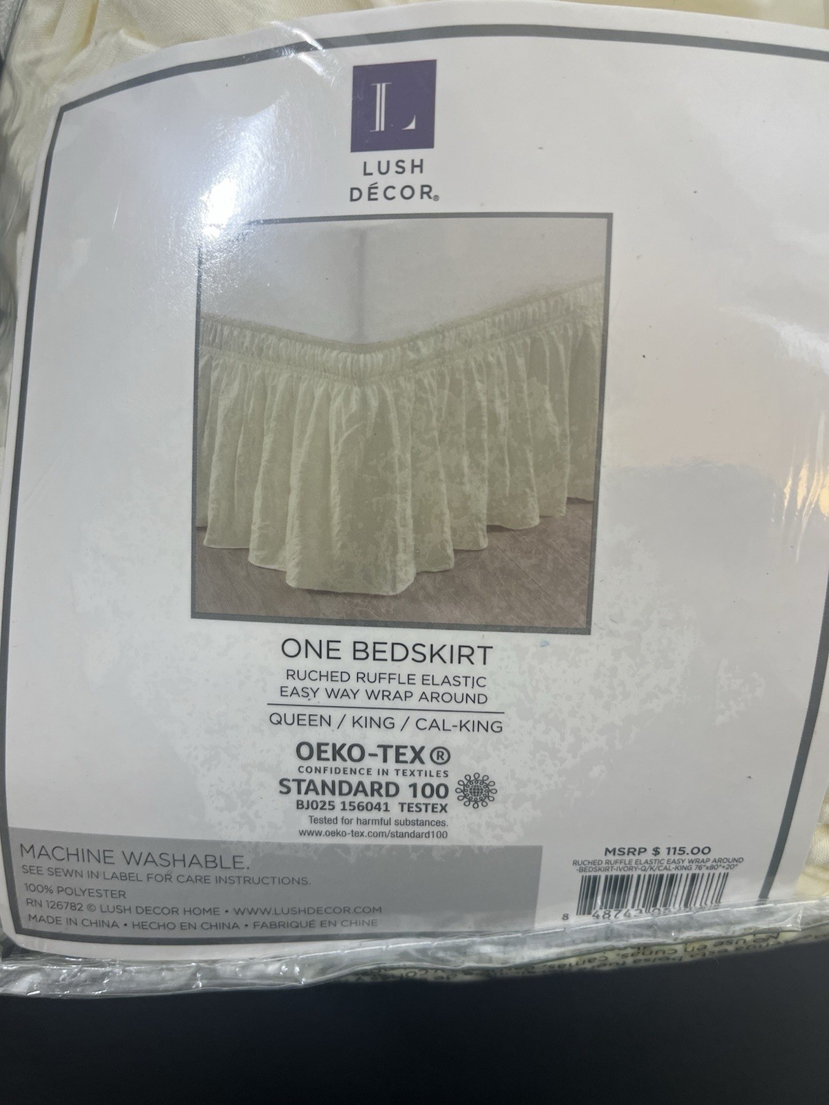 Lush Decor Ruched Ruffle elastic BedSkirt Bed Skirt - IVORY - NEW gallery