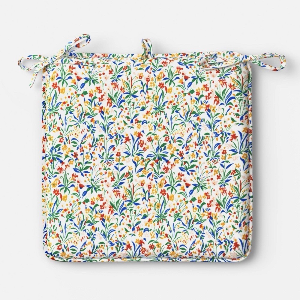 Room Essentials™ 17"x17" Floral Print Seat Cushion Multi Warm Chair Cushion gallery