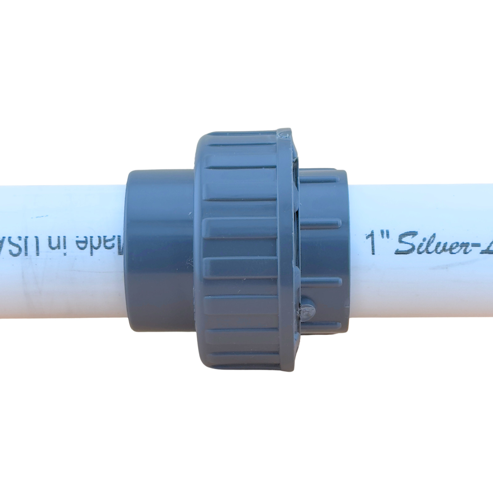 BULK QTY PVC Pipe Fitting UNION Coupling SCH40 (1"x1" SLIP SOCKET); Grey Plastic gallery