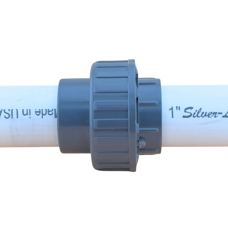 BULK QTY PVC Pipe Fitting UNION Coupling SCH40 (1"x1" SLIP SOCKET); Grey Plastic gallery