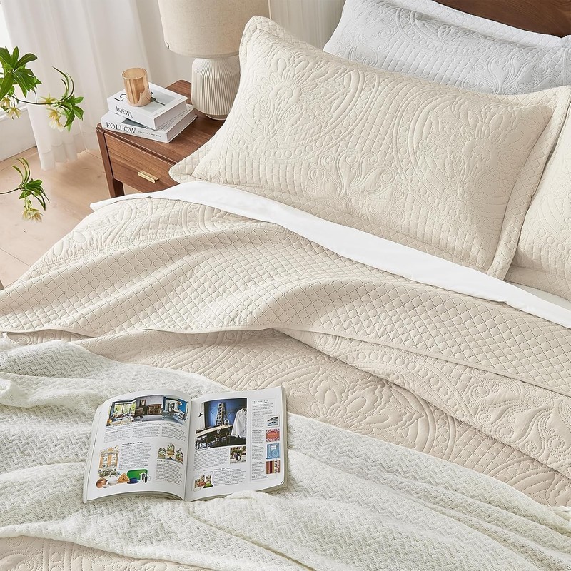 Oversized King Bedspread 132x 120, Extra Wide Alaska King Bedspread, 3 Piece ... gallery
