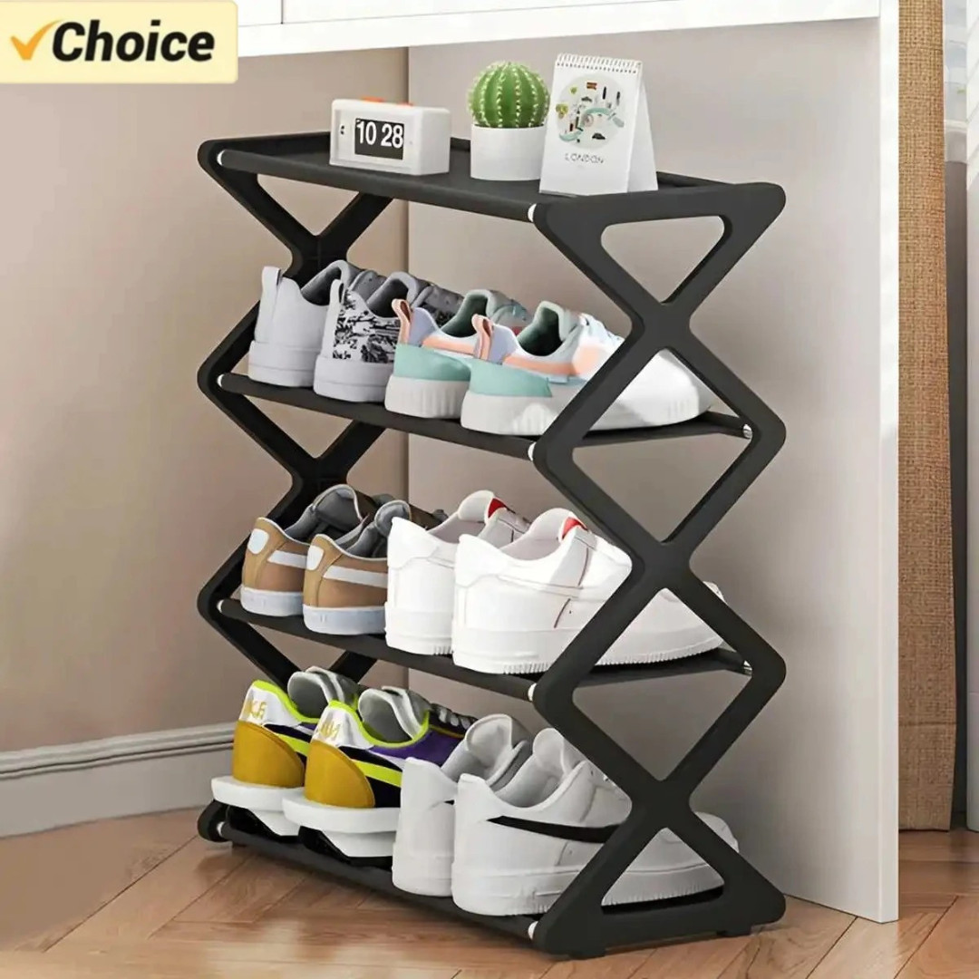 4 Tier Shoe Rack, Narrow Stackable Shoe Storage Organizer Shelf gallery