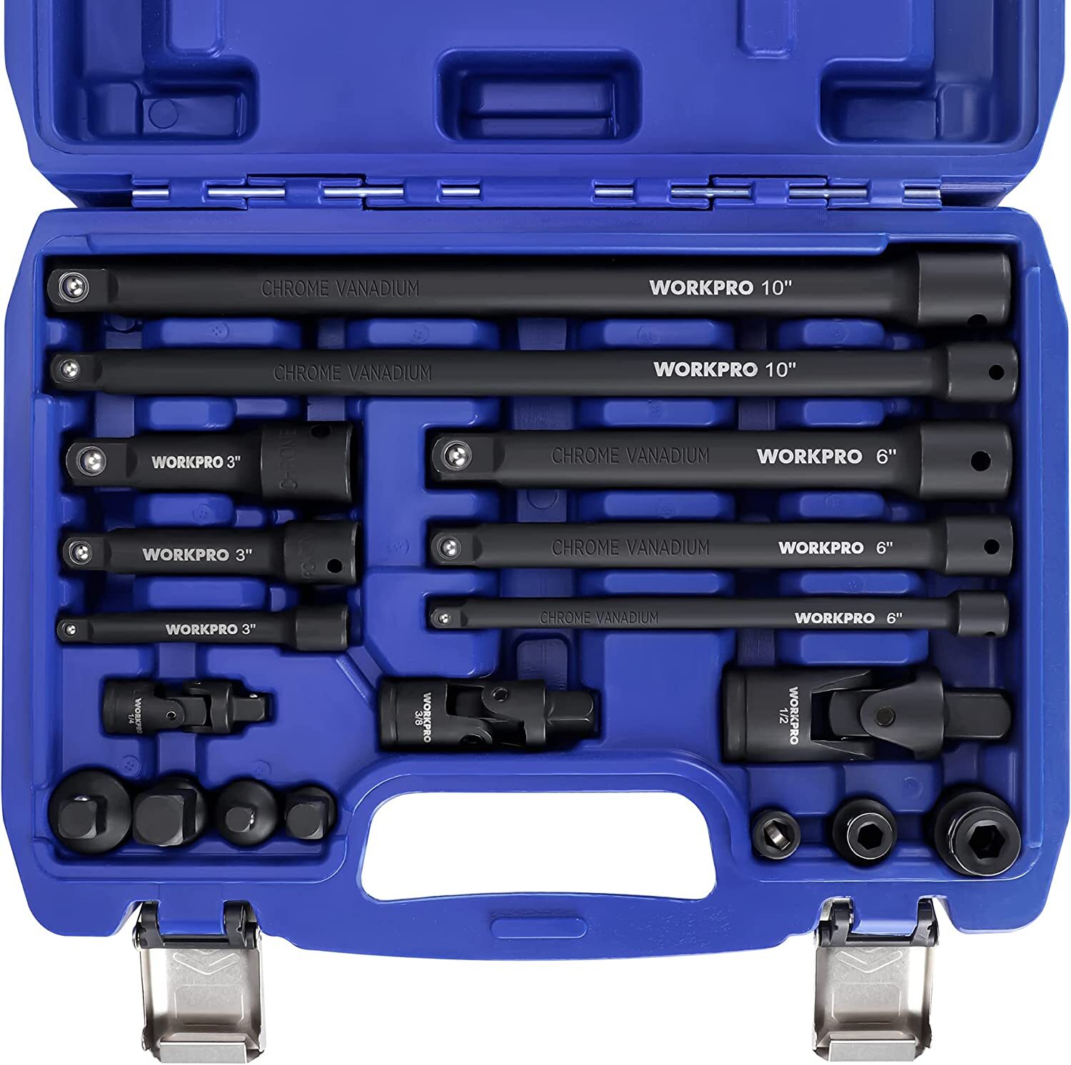 WORKPRO 18-PCS Drive Tool Accessory Set 1/4"&3/8"&1/2" Socket Adapter Extensions gallery