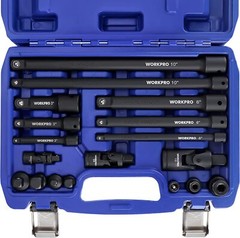 WORKPRO 18-PCS Drive Tool Accessory Set 1/4″&3/8″&1/2″ Socket Adapter Extensions