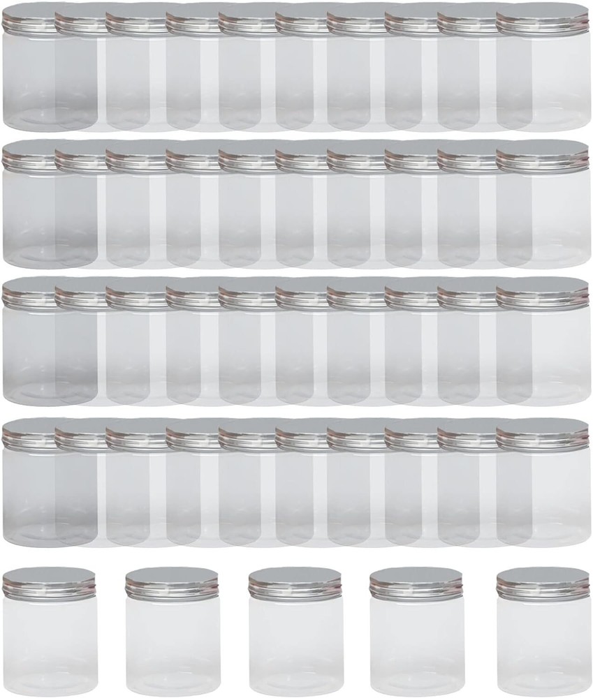 45pcs 280ml Plastic Transparent Sealed Cans with Aluminum Lids and Plastic Lids