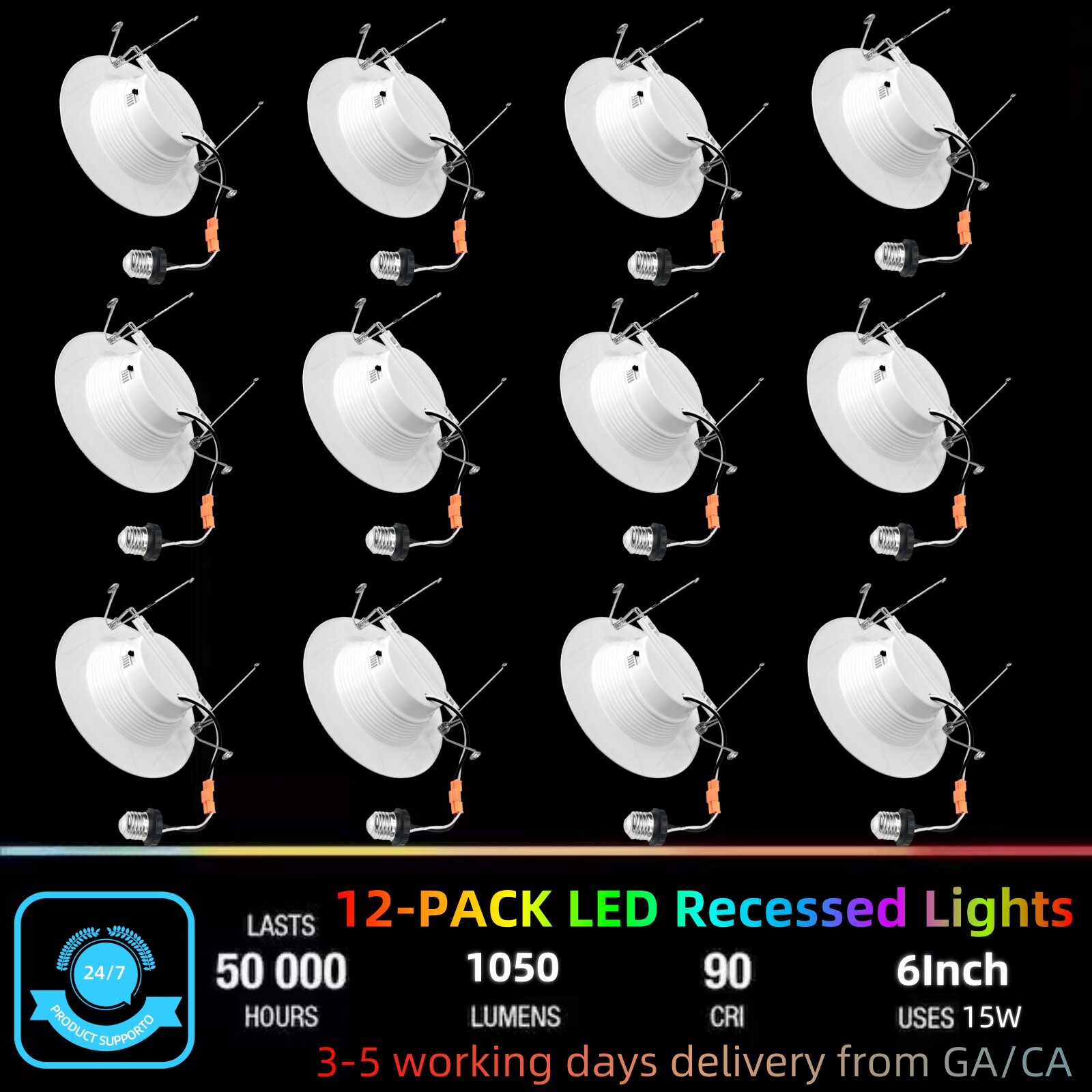 12 Pack 6 Inch Commercial Canless LED Downlight,Dimmable Recessed Ceiling Lights gallery
