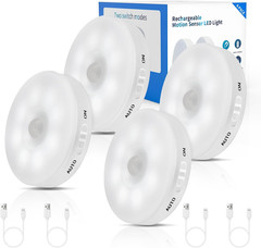 Bright LED Rechargeable Motion Sensor Lights – 4 Pack for Indoor Use