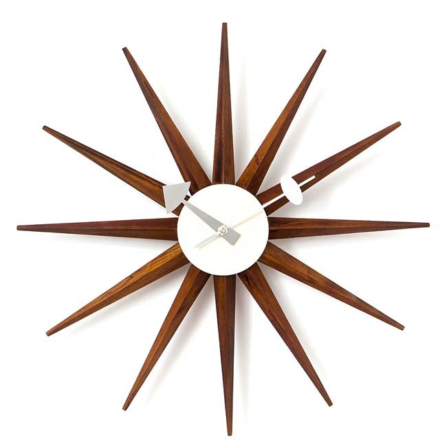 George Nelson Sunburst Clock Reproduced product DAIVA Wall Clock Wood Brown gallery