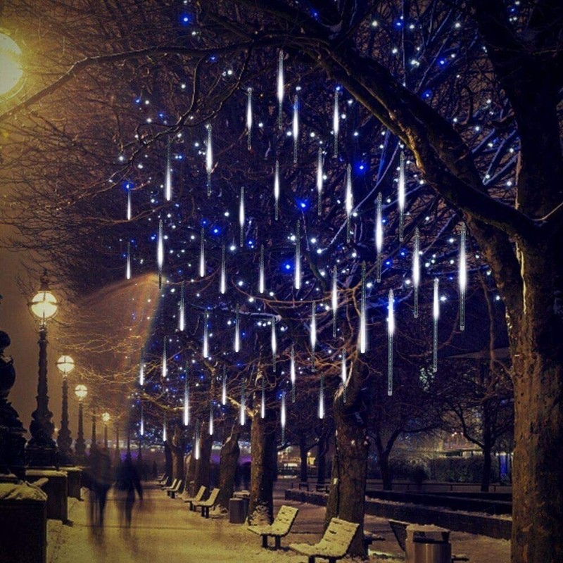 LED Meteor Shower Lights Falling Rain Drop Icicle String Waterproof Outdoor gallery