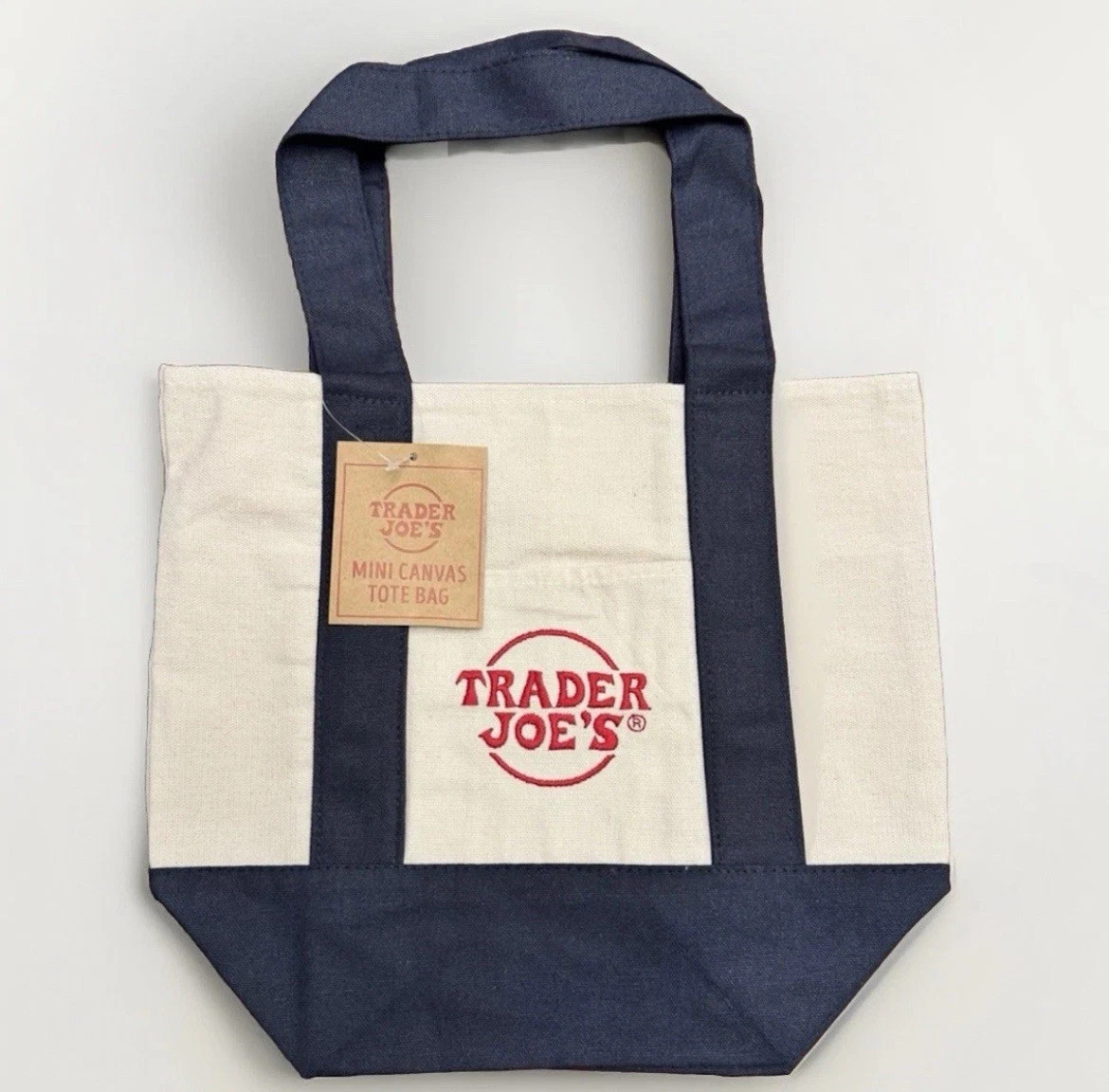 Trader Joe’s MINI Canvas Reusable Bag: Off White or Tan with Navy Blue gallery