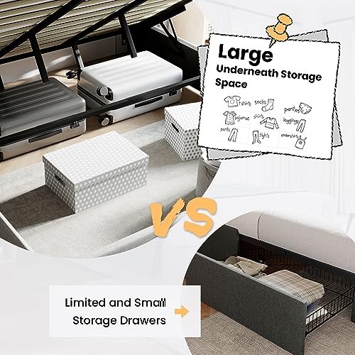 SHA CERLIN Queen Size Lift Up Storage Bed Frame,Button Tufted Wingback gallery