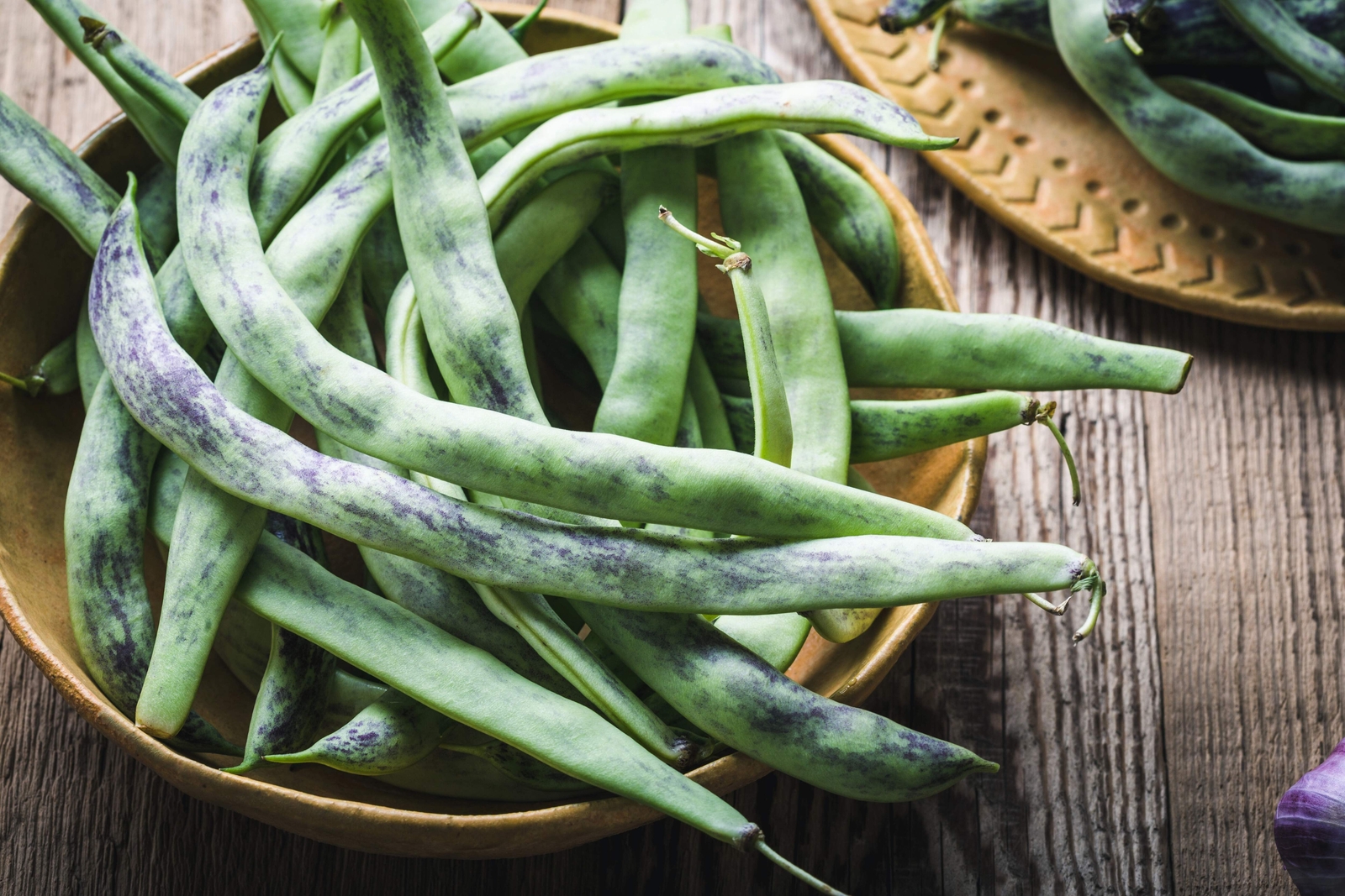 50 RATTLESNAKE POLE BEAN Stringless Purple Phaseolus Vulgaris Vegetable Seeds gallery