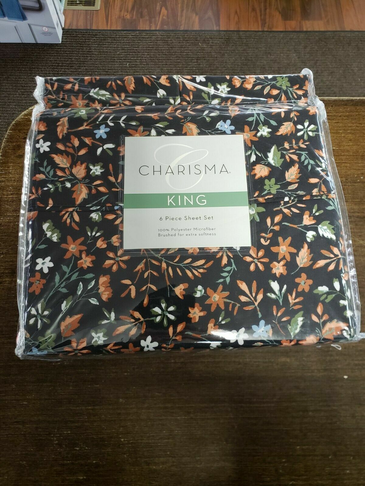 CHARISMA 6PC KING SIZE SHEET SET TERRACOTA FLORAL MICROFIBER NEW IN PACKAGE gallery