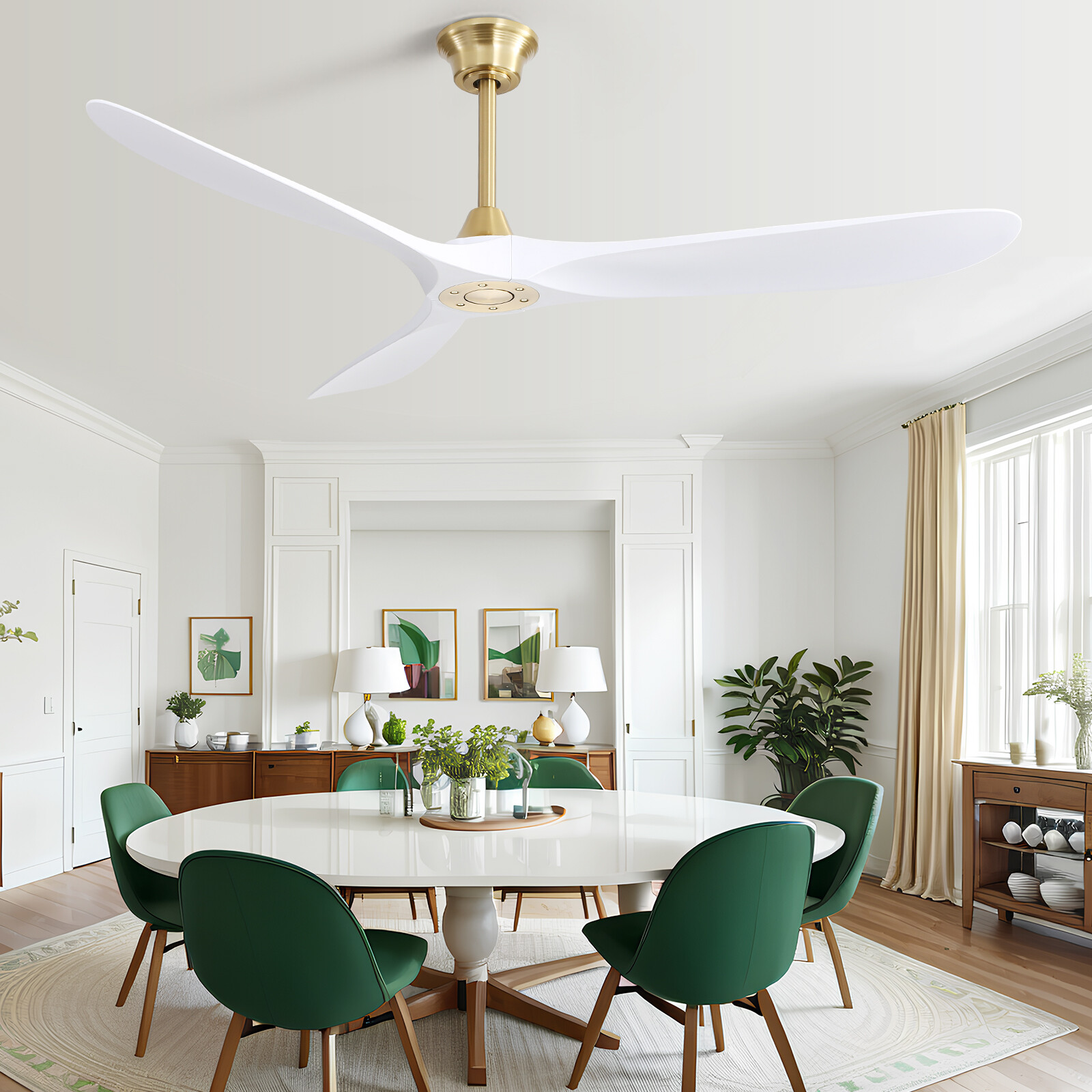 60IN Smart Nickel/Gold Ceiling Fans No Light w/ 6 Speed Remote/APP/Voice Control gallery
