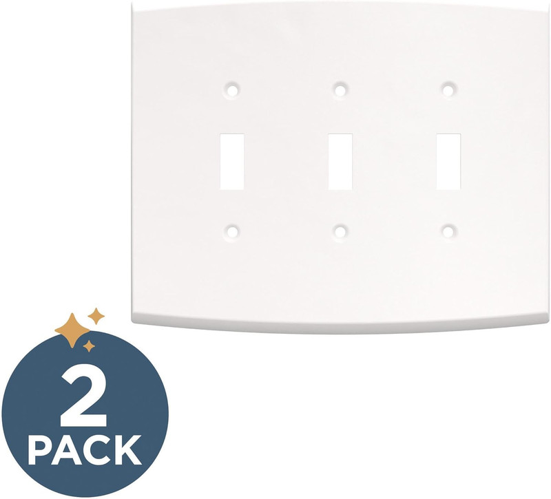 Soft Arch (2-Pack) Decorative Light Switch Covers Wall Plate Pure White 3-Gang O gallery