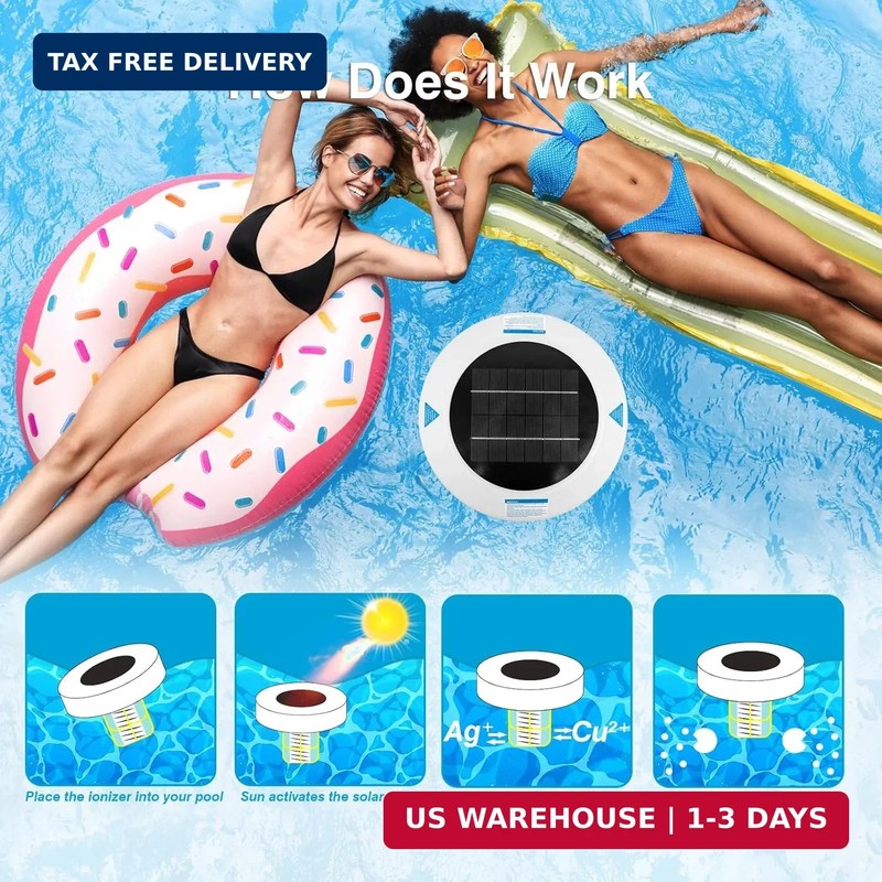 Solar Pool Ionizer for Inground & Above Ground Pools, Up to 45,000 Gallons, Floa gallery