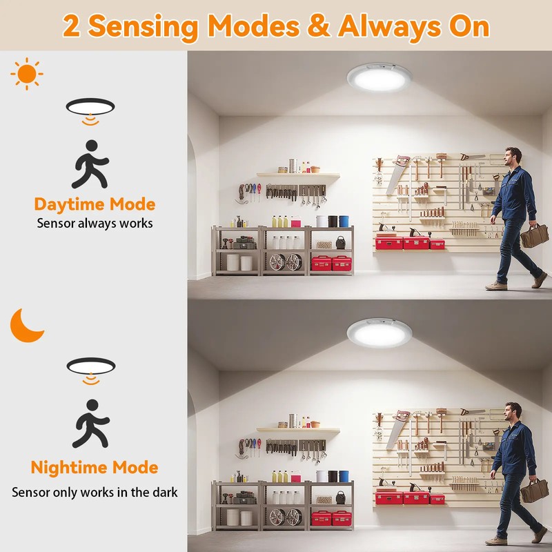 GMOX Rechargeable Ceiling Light 2-Pack, 3 Color Modes, Motion Sensor with Remote gallery