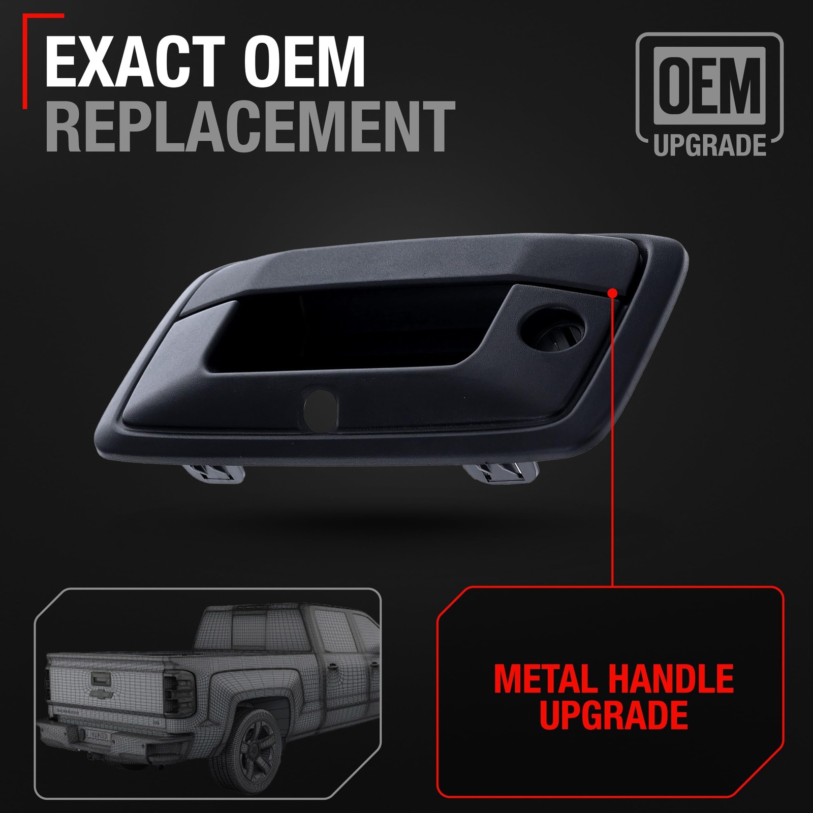 Tailgate Handle for Chevrolet Silverado, GMC Sierra - Black w/ Camera Hole - ... gallery