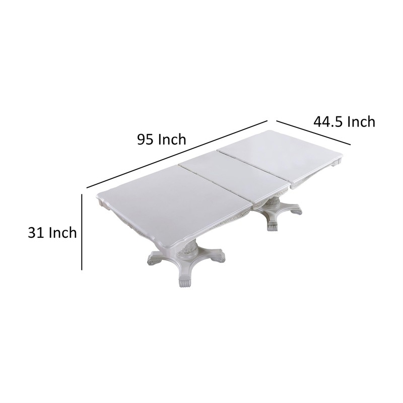 Zenie Dining Table-Extension Leaf-77-95 Inch-Classic White Solid Wood gallery