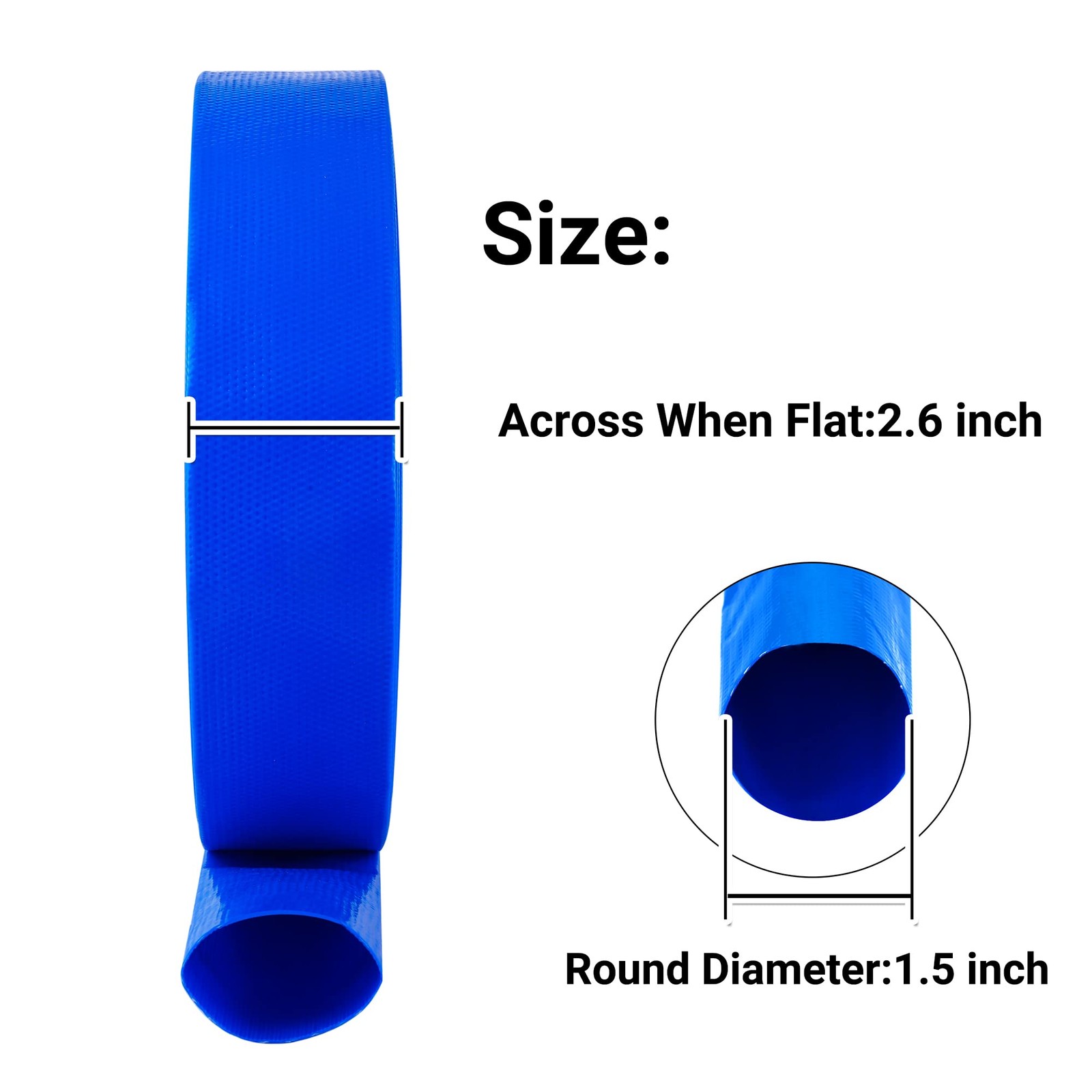 25 FT Pool Backwash Hose Heavy Duty PVC Lay Flat Water Discharge with Clamps gallery