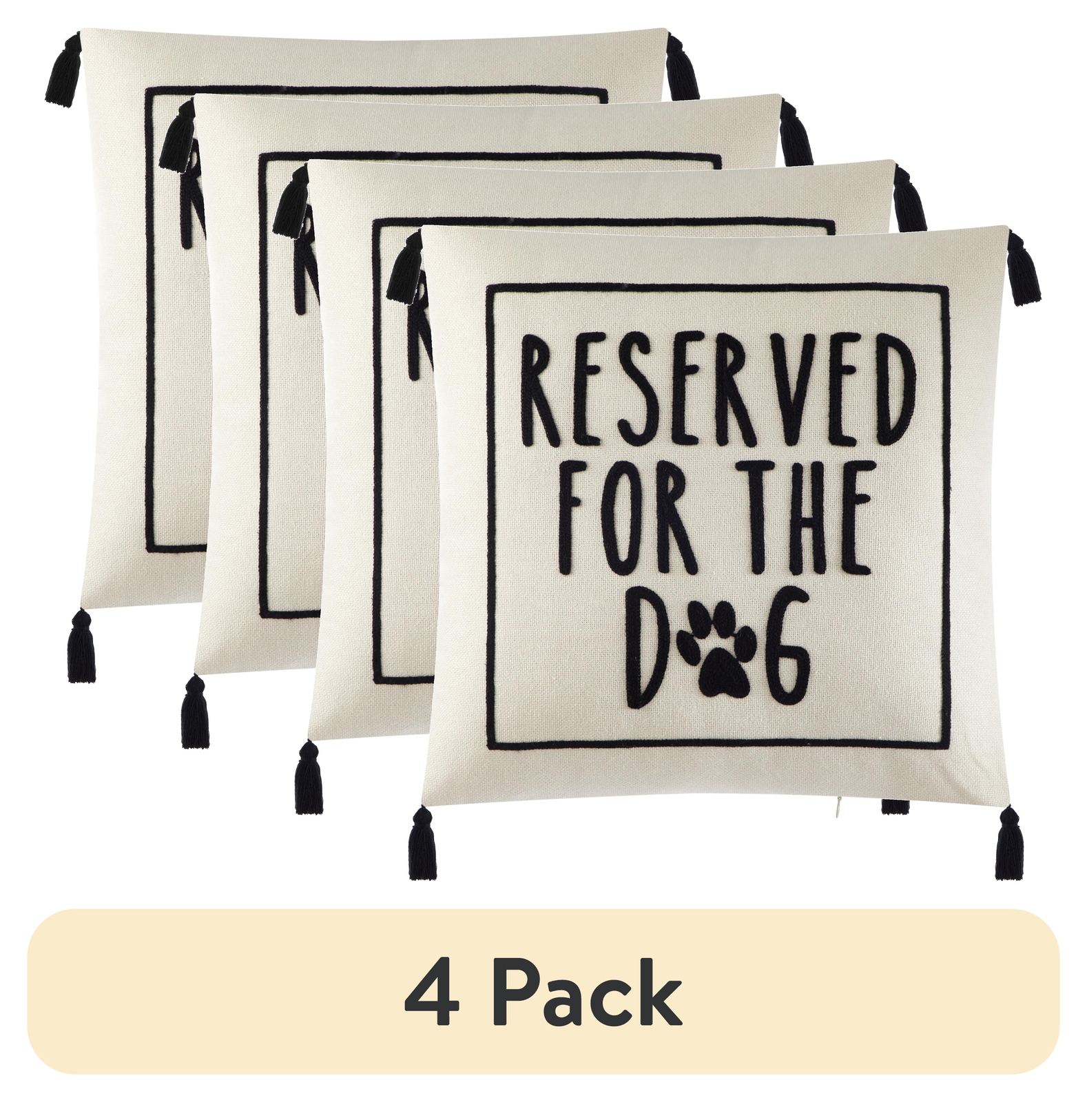 (4 pack)White Reserved For Dog Square Decorative Pillow For Adults,18 in x 18 in gallery