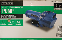 Everbilt Professional Irrigation Pump Cast Iron 2HP Dual Voltage HDLS20 OB READ
