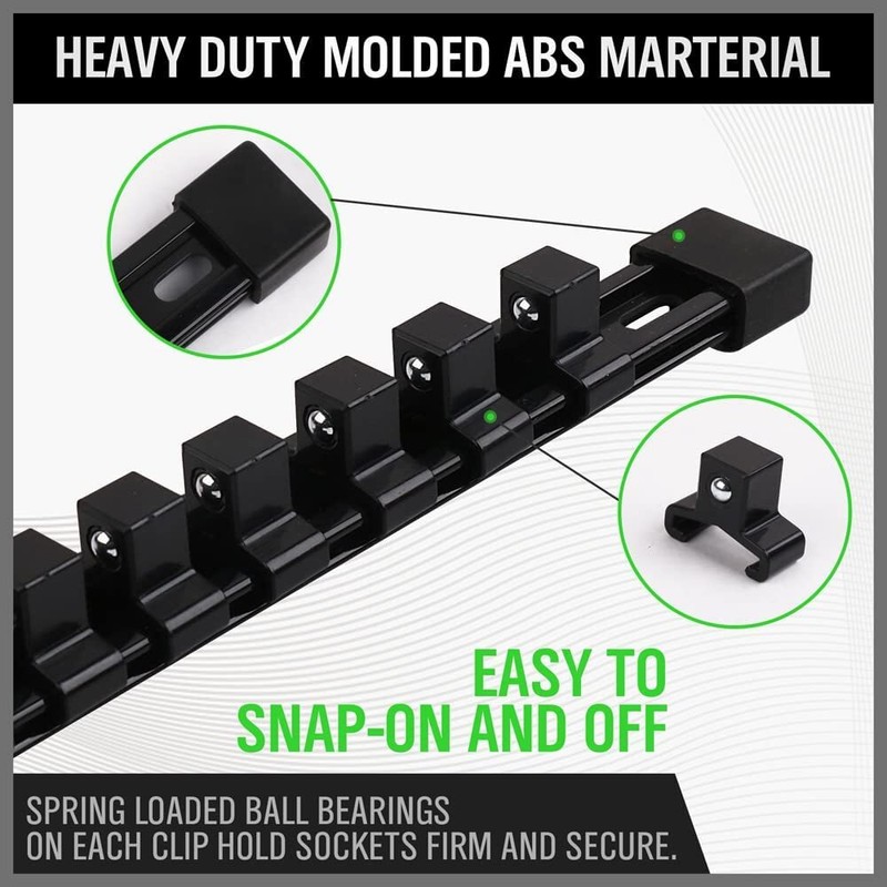 9PCS ABS Socket Organizer Portable Socket Rail Holder for Toolbox 1/4" 3/8" 1/2" gallery